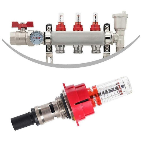 Underfloor heating flow meter with visual monitoring for manifold system 1