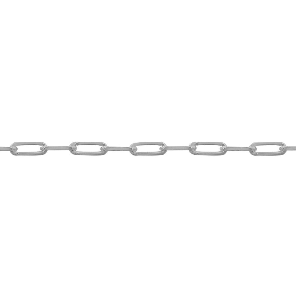 Jewelco London Ladies Rhodium Plated Sterling Elongated Oval Paperclip 2.3Mm Chain Bracelet, 7.5 Inch 19Cm - Acn043a-7.5 Silver