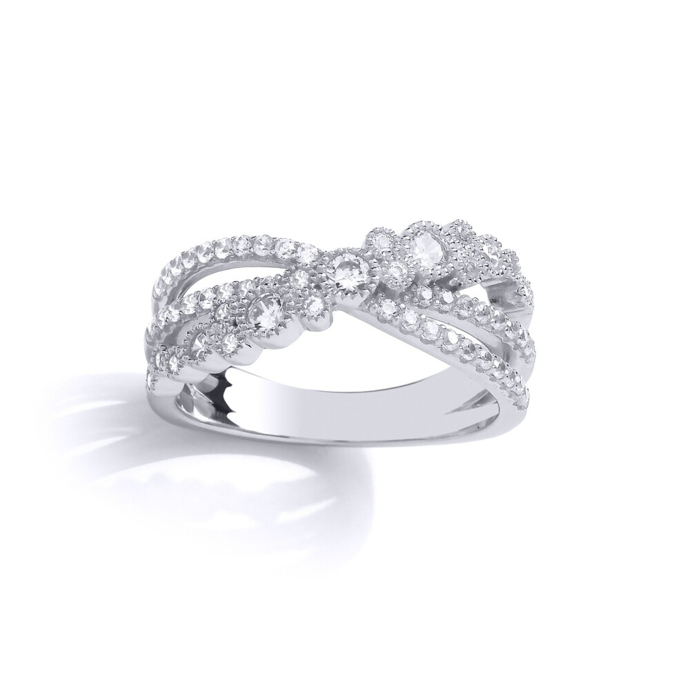 Jewelco London (M) Ladies Sterling Cubic Zirconia Crossover Bubbly Eternity Ring - Gvr872 Silver