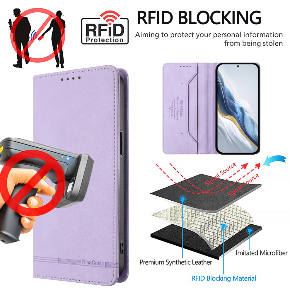 (Light ) For Realme P4 Pro 5G Case Rinacasis Rc23 Rfid Blocking Wallet Stand Pu Leather Phone Cover Purple 6914299646815