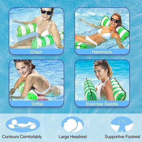 Inflatable pool mattress, floating pool hammock - Green - Size 120x70CM 1
