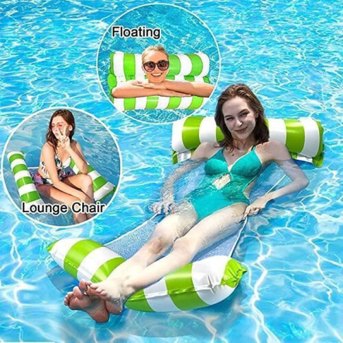 Inflatable pool mattress, floating pool hammock - Green - Size 120x70CM 2