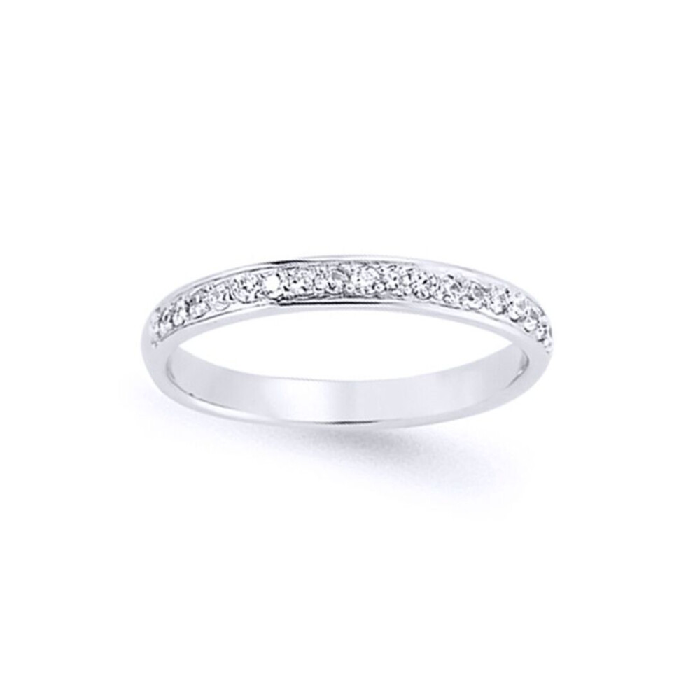 Jewelco London (Q) Ladies Sterling Cubic Zirconia Pave Channel Style Eternity Ring - Gvr618 Silver