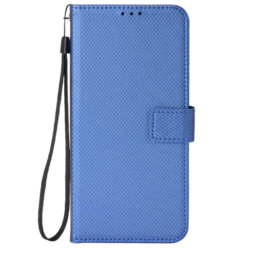 (Blue) For Zte Blade A76 4G Leather Wallet Case With Strap Diamond Texture Phone Cover Blue 6914295006040