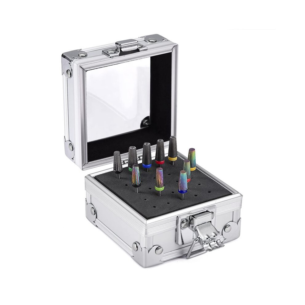 Tlily Nail Drill Grinding Bit Holder Box, 25 Holes Professional Nail Polish Storage Box, Nail Tools Organizers Container