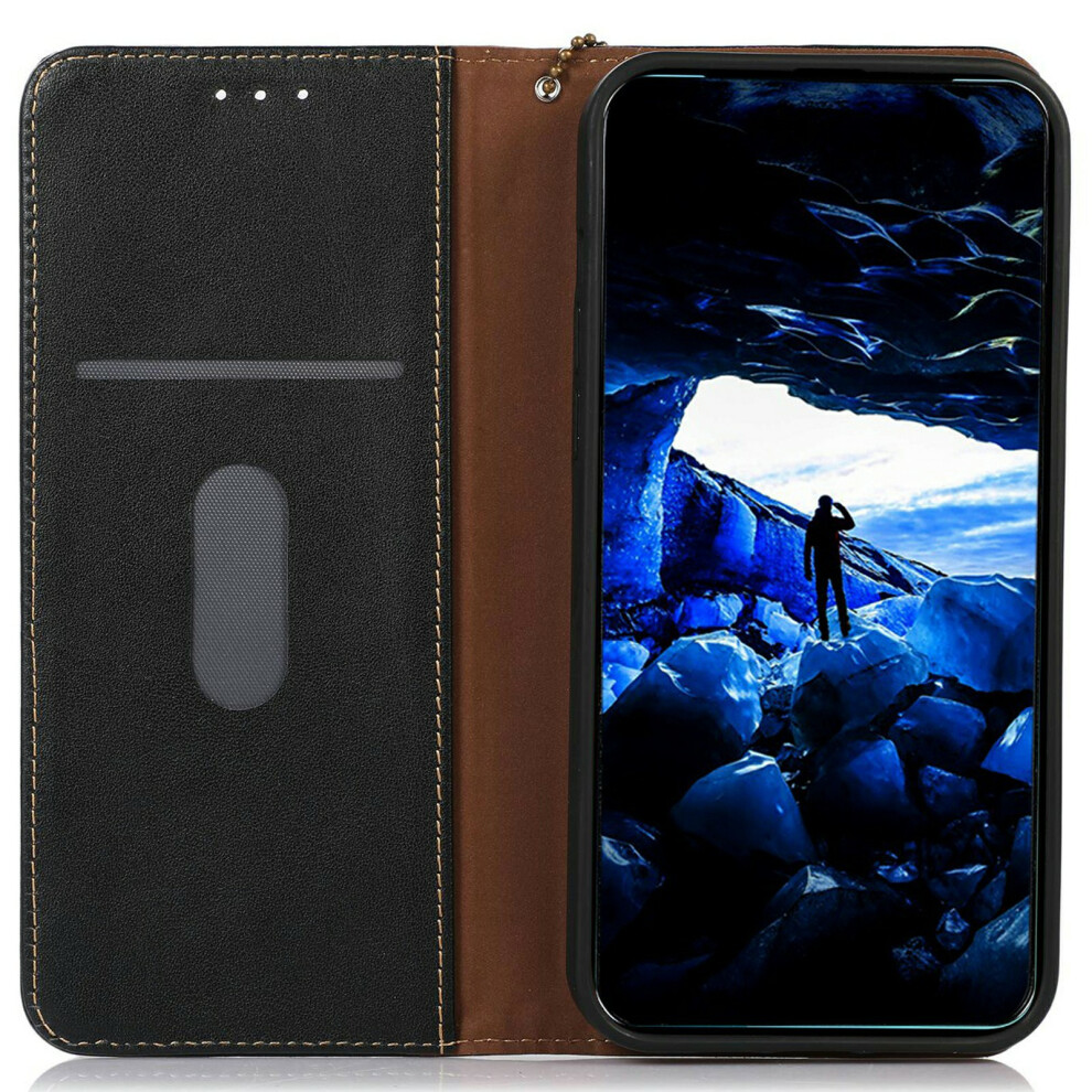 (Black) Khazneh For Motorola Edge 70 5G Case Wallet Genuine Cow Leather Phone Cover Nappa Texture Black 6914299707486