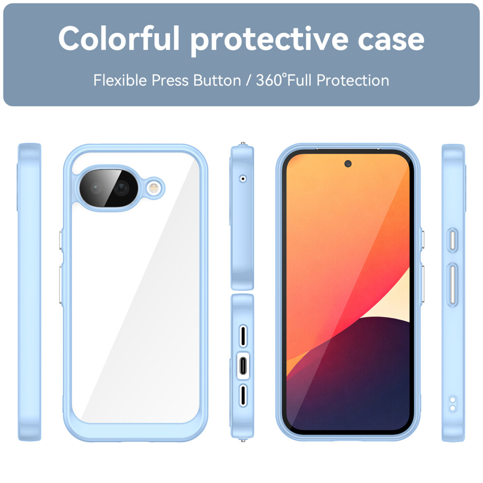 (Blue) For Google Pixel 10A Case Tpu + Acrylic Protective Clear Phone Cover Blue 6914296055658