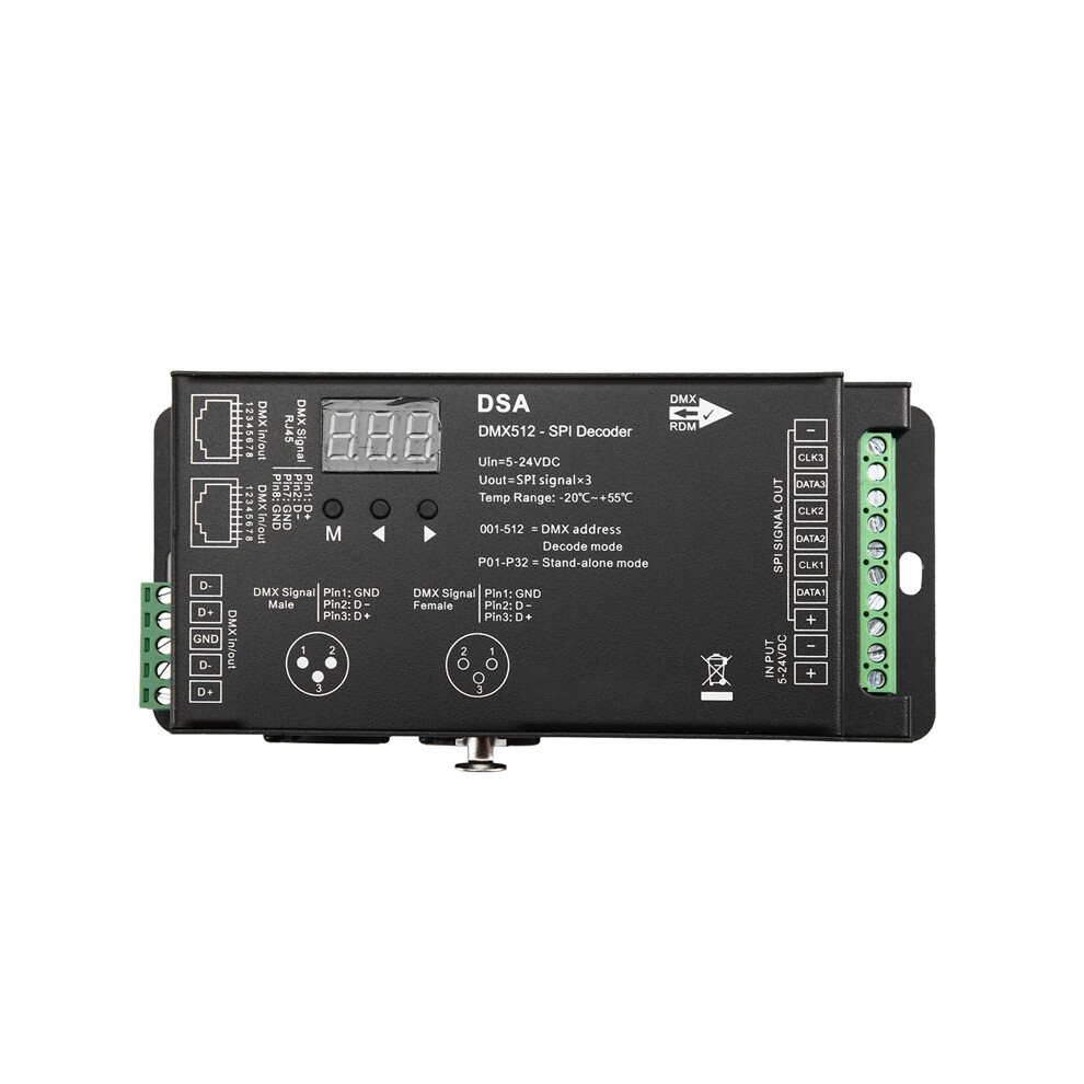 Led Pixel Dmx512 To Spi Decoder For Dmx Converter Max900 Dots Ttl Pixel Controller Dc5v-24V 4711775160146
