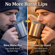 6 Pack Silicone Cup Lip Protector Heat Resistant Drinking Rim Cover for Camping Hiking Backpacking
