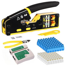 Alicate Multifuncional, Kit de Ferramentas de Crimpagem RJ45 em Aço Carbono para Ethernet