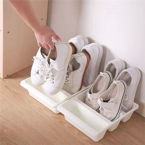 Space-Saving Stackable Shoe Rack Organizer Large Shoe Shelf Cabinet Trendy Dorm Storage Box Rental Essential 1