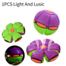 (Single Light And Lusic)Flying Saucer Ball Deformation Frisbee Bouncing Music Lights Kid Toy Outdoor Pet