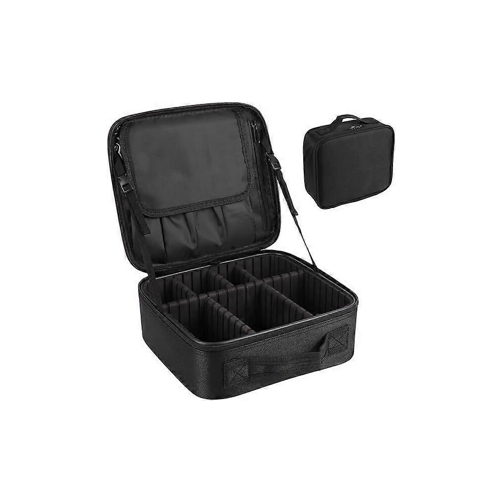 Navy Blue Drawstring Travel Cosmetics Bag with Pouches, Large Capacity Carrying Case