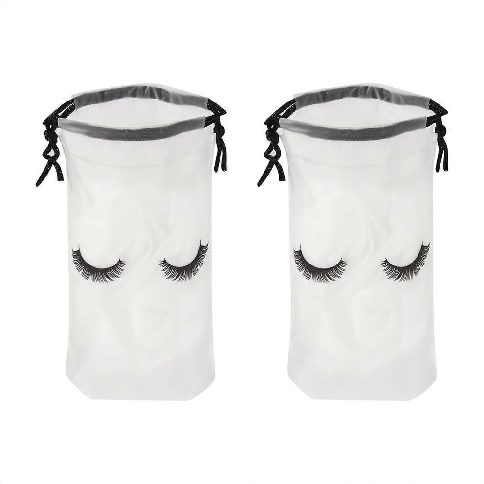 Pink Drawstring Eyelash Bags for Makeup Storage, 100Pcs Set