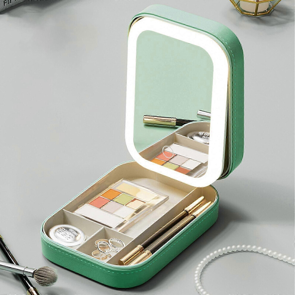 Compact LED Makeup Bag with Brush Storage - British Travel Cosmetic Organizer