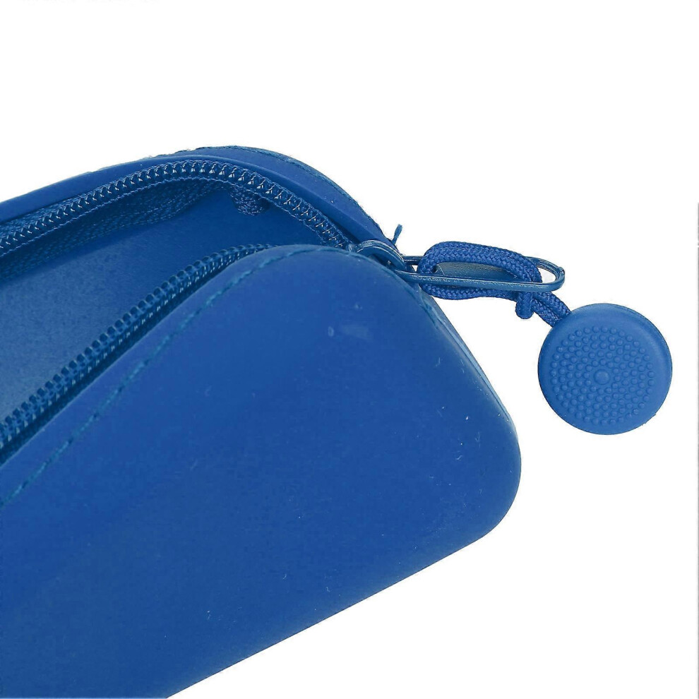 Mini Silicone Pen Pouch Travel Zipper Bag for Cosmetic Makeup Supplies, Blue