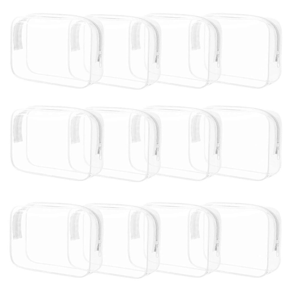 12 Clear PVC Waterproof Zippered Cosmetic Pouches