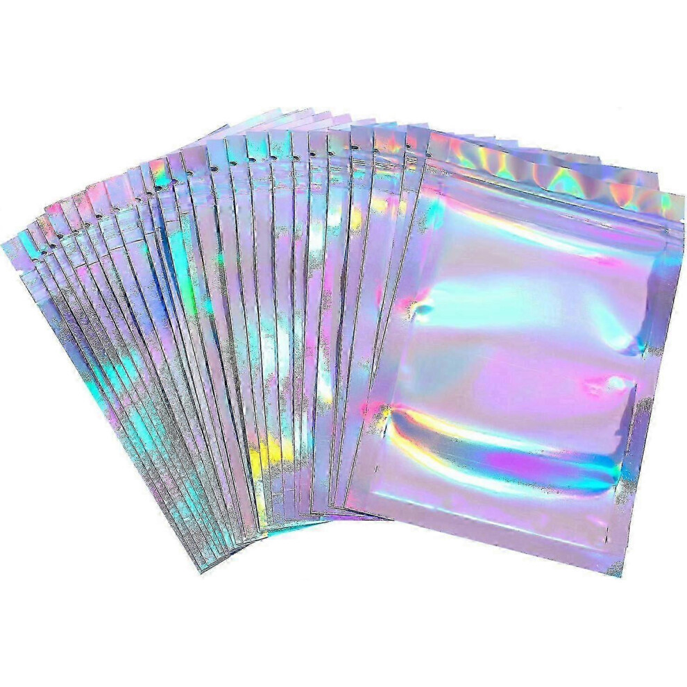 50 Pcs Holographic Resealable Foil Pouches For Food Storage, 10.5X15cm 8082847177208