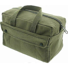 Olivgrüne, robuste Werkzeugtasche aus Canvas, Reißverschluss, fester Boden, für Mechaniker