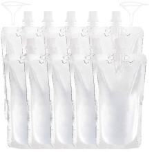 250ml Reusable Drink Pouches 10-Pack Clear Stand-Up Design with Funnel