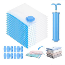 Lot de 12 sacs sous vide réutilisables bleus pour vêtements et voyages, 30 x 40 cm