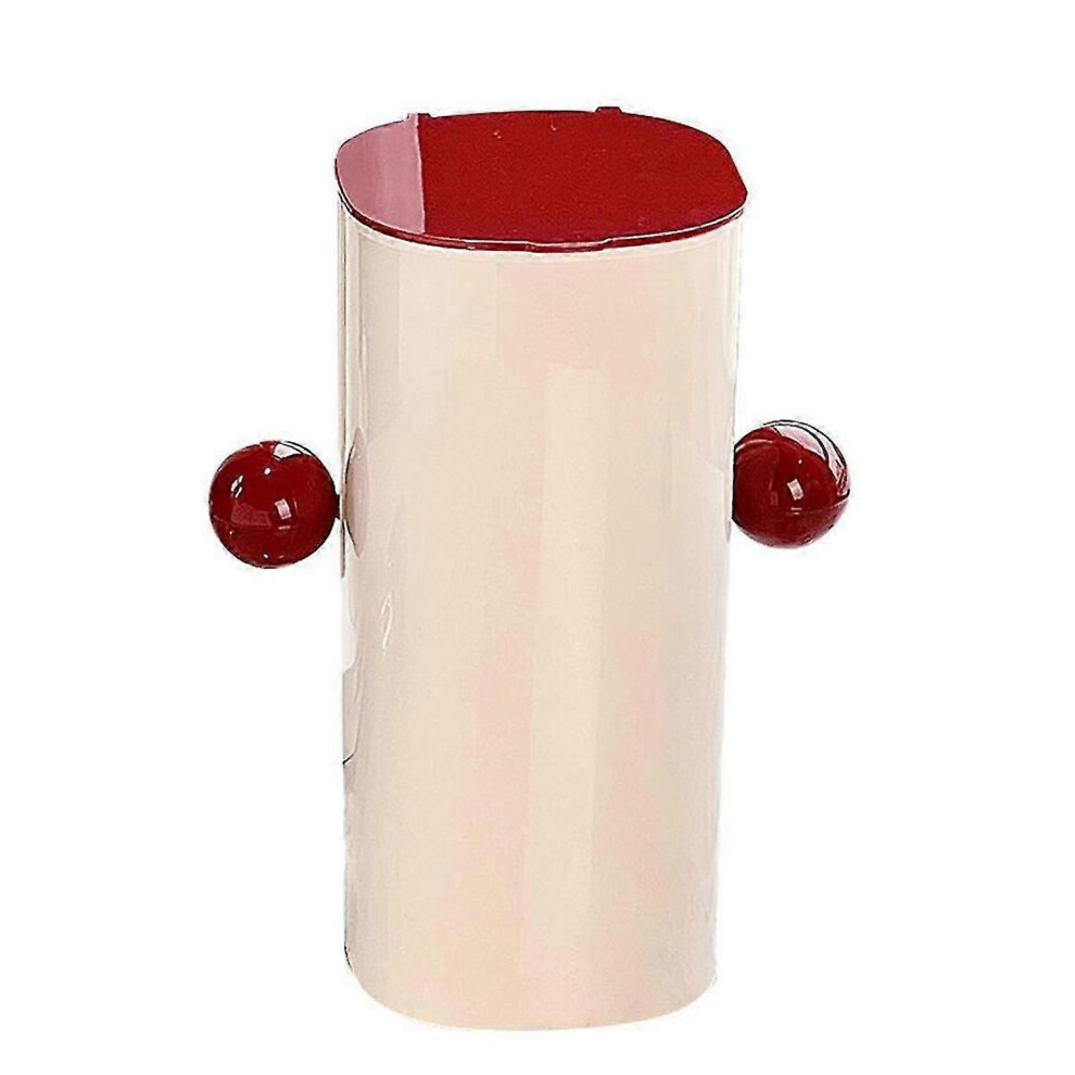 Red Automatic Lift Dustproof 4-Compartment Makeup Brush Organizer, Cosmetics Brush Holder