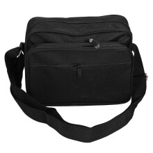 Robuste, schwarze Werkzeugtasche aus Canvas für Elektriker mit mehreren Fächern und Schultergurt