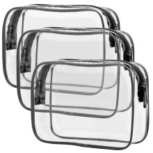 3-teiliges Set aus multifunktionalem, transparentem Reise-Kosmetikbeutel und Waschtasche