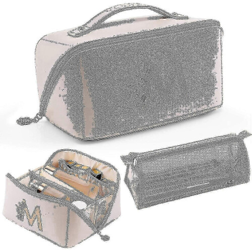 Large Capacity PU Leather Waterproof Cosmetic Bag, Makeup Organizer