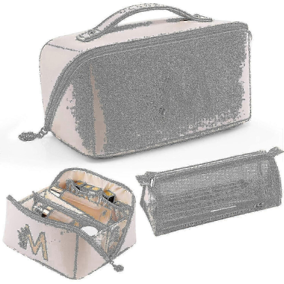 Large Capacity PU Leather Waterproof Cosmetic Bag, Makeup Organizer
