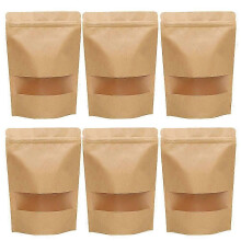 100 bustine di carta kraft per il tè, con chiusura a zip autosigillante, sacchetti richiudibili per la conservazione degli alimenti.
