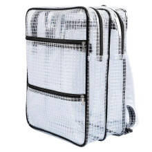 Mochila de ingeniero transparente antiestática de 17,7", impermeable y con bolsa para herramientas transparente.