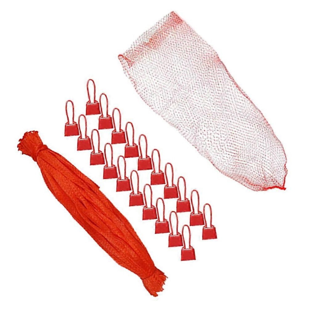 100Pcs Red Woven Vegetable Storage Bags, Plastic Produce Bags For Kitchen Organization 7707433422906