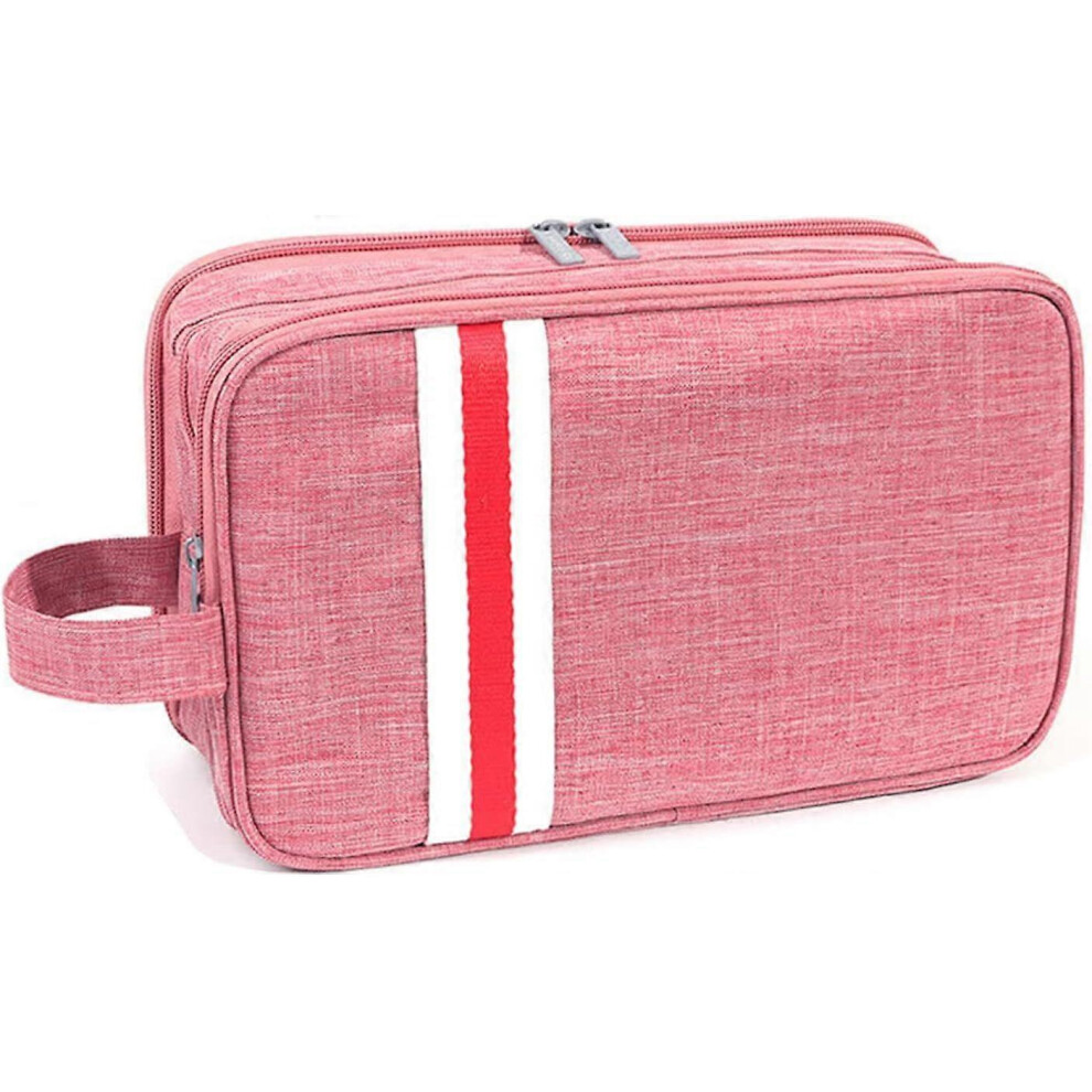 Large hanging red travel toiletry bag, portable waterproof wash bag, cosmetic organizer