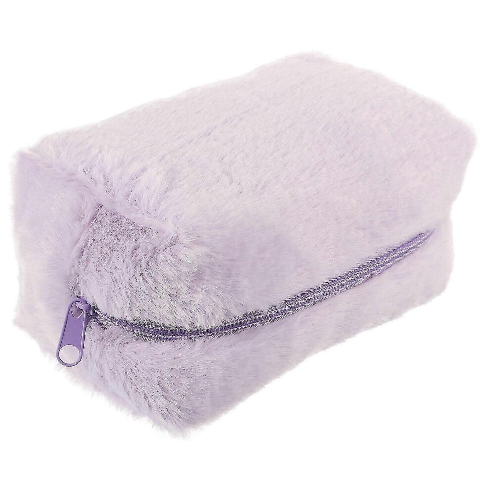 Purple Plush 3-Piece Travel Makeup Bag Set for Cosmetic & Toiletry Storage