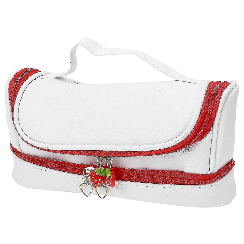 Red PU Travel Makeup Pouch Toiletry Bag for Storage