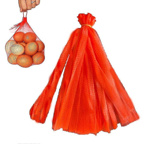 100 Red 30cm Reusable Mesh Nylon Netting Bags with Loop Closures, 100-Pack