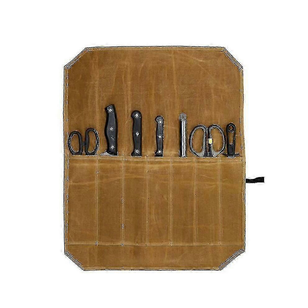 Professional Chef Knife Roll Storage Bag, Waxed Canvas Foldable Culinary Knife Bag Gift 3283267219065