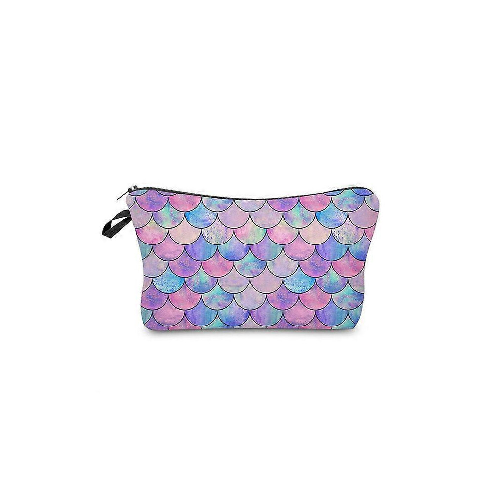 AWomen's Cosmetic Bag Travel Toiletry Organizer Fish Scale Makeup Pouch