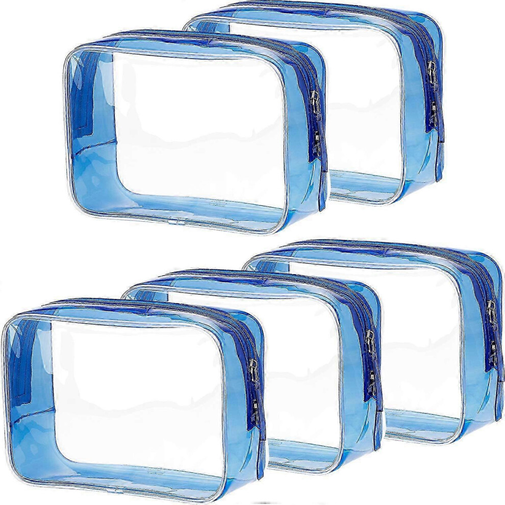 2025 5-Pack PVC Toiletry Pouches - Zippered Bathroom Travel Organizers