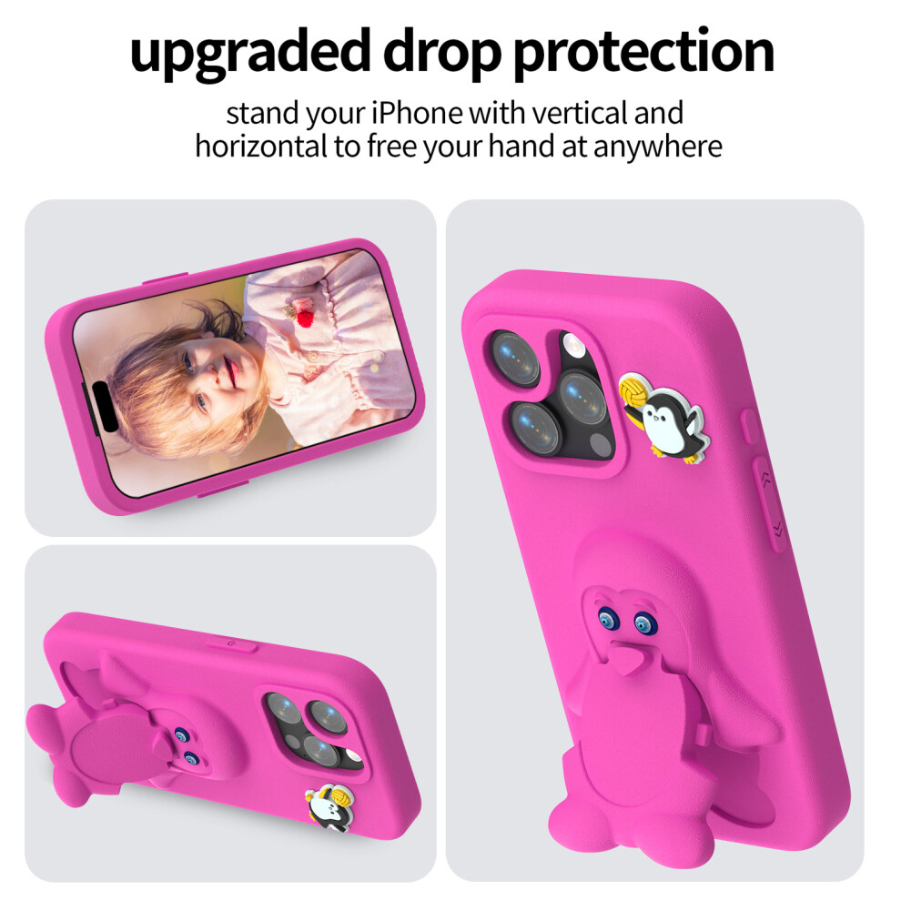 (Rose) For Iphone 14 Pro Max Case Penguin Design Kickstand Shockproof Eva Phone Cover 6914295569293