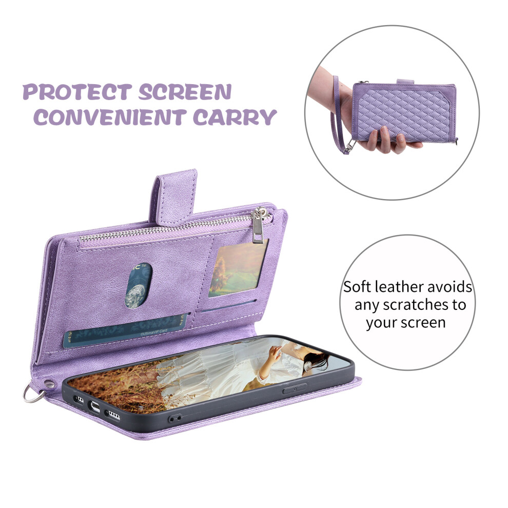 (Purple) For Samsung Galaxy A27 Wallet Case Rhombus Stitching Line Pu Leather Phone Cover With Wrist Strap Purple 6914290990627