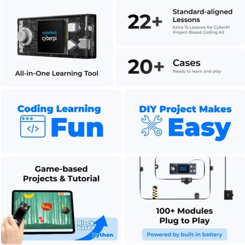 CyberPi Codeerleerkit: Python Scratch-programmering, STEM-kit ter ondersteuning van AI en IoT， Technologie met geïntegreerde wifi-module, STEM-pr 1