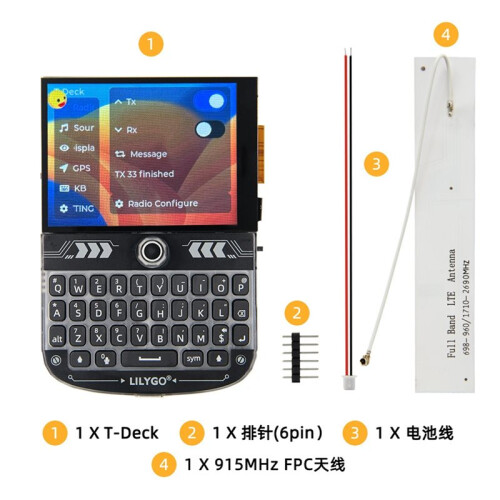 LILYGO Placa de Desenvolvimento T-Deck ESP32-S3 WIFI e  16 MB Flash 2,8 Polegadas Display LCD Teclado Trackball Microfone 868 MHz 1