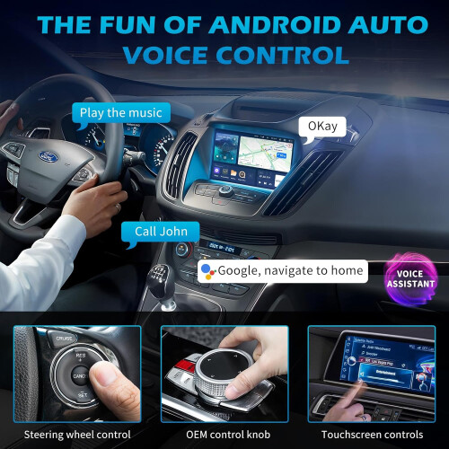 Draadloze Android-autoadapter, zet bedrade Android-auto om naar draadloos, draadloze Android-autodongle met USB-C/A voor Android 10+, plug & play 1