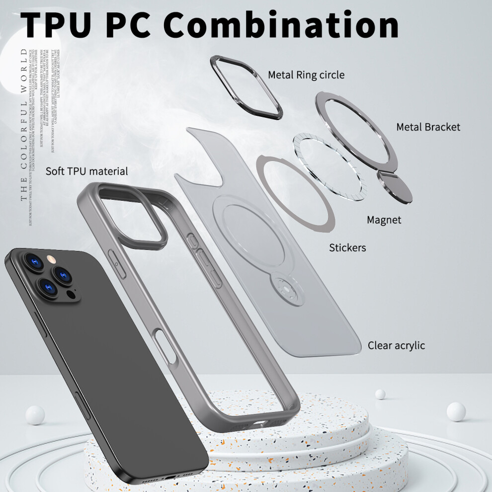 (Titanium ) For Iphone 14 Pro Case Rotating Kickstand Skin-Touch Tpu + Pc Phone Cover Compatible With Magsafe Grey 6914293668738
