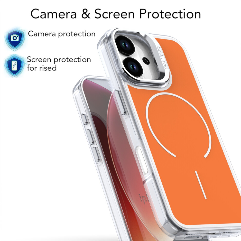 (Orange) For Iphone 17 Case Compatible With Magsafe Lens Kickstand Tpu Pc Phone Cover Orange 6914299545972