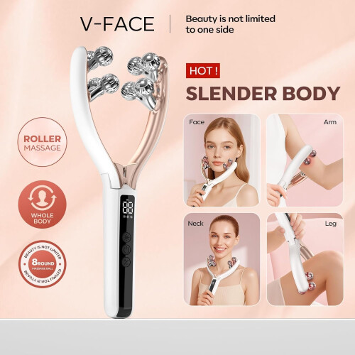 EMS RF Facial Device with Red Blue Light and 8 Roller Massage (White) 1