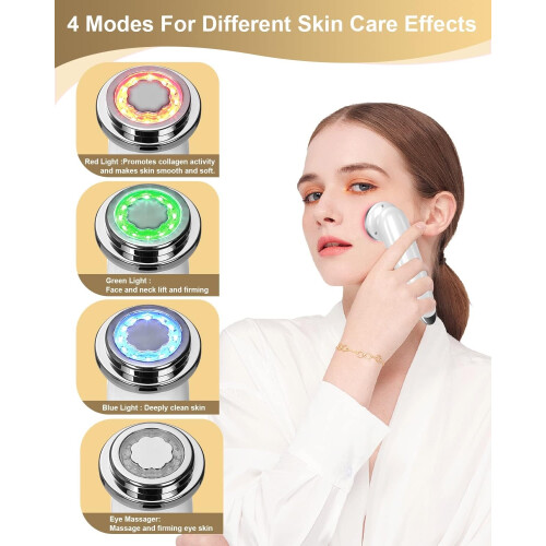 LED Facial Device 4 Modes Large Screen USB Rechargeable (White) 1