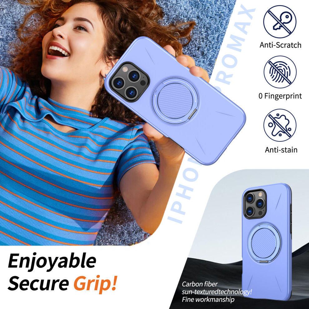 (Lilac ) For Iphone 16 Pro Case Compatible With Magsafe Tpu + Pc Back Cover With Rotating Kickstand Purple 6914293541390